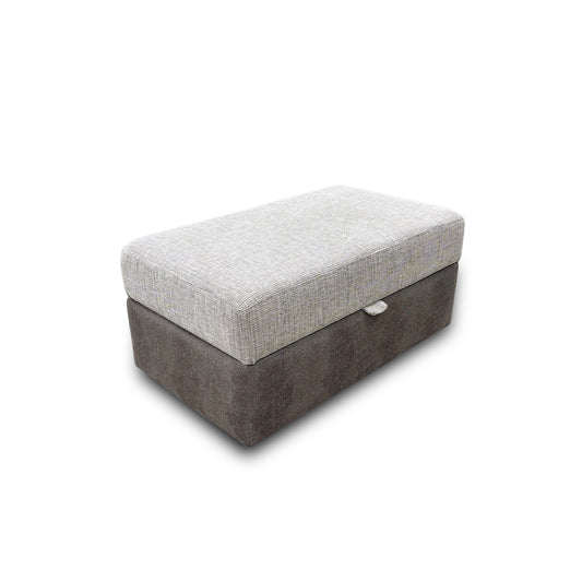 'Freya' Grey Fabric Two Tone Large Storage Footstool