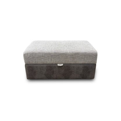 'Freya' Grey Fabric Two Tone Large Storage Footstool