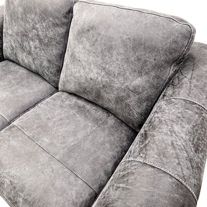 'Galleria' Utah Grey Leather 3 + 2 Sofa Set with Storage Footstool