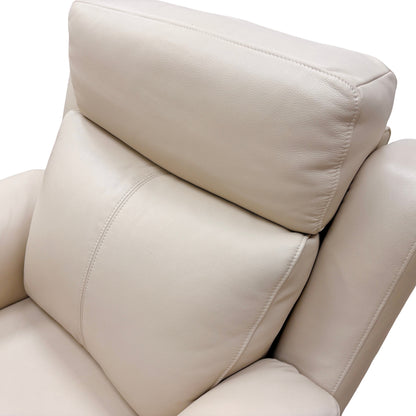 'Sienna' Cream Leather Power Recliner Armchair with Power Headrest + Storage Footstool