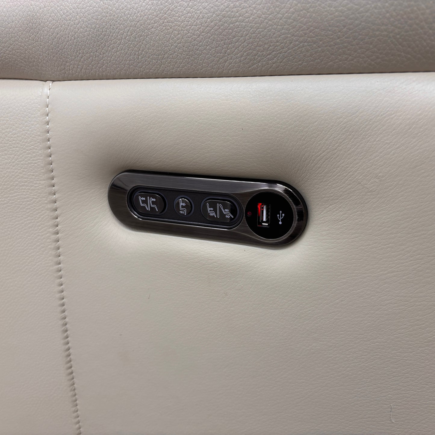 'Sienna' Cream Leather Power Recliner Armchair with Power Headrest + Storage Footstool