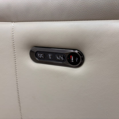 'Sienna' Cream Leather Power Recliner Armchair with Power Headrest + Storage Footstool