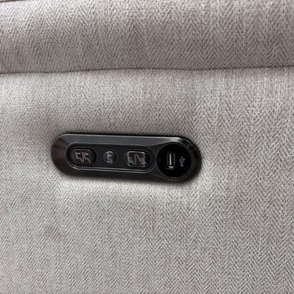 'Sienna' Light Grey Fabric Power Recliner Corner Sofa with Power Headrests