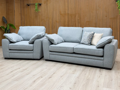 ‘Chalfont' Orm Duck Egg Tight Weave Fabric 3 Seater Sofa + Chair
