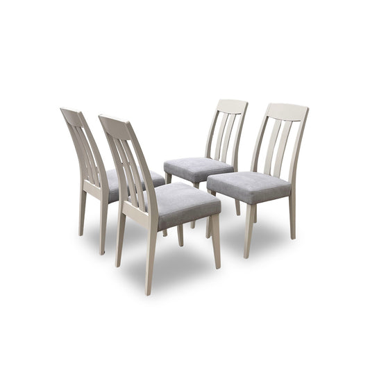 ‘Durham’ High Back Wooden Upholstered Dining Chairs - Set of 4