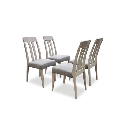 ‘Durham’ High Back Wooden Upholstered Dining Chairs - Set of 4