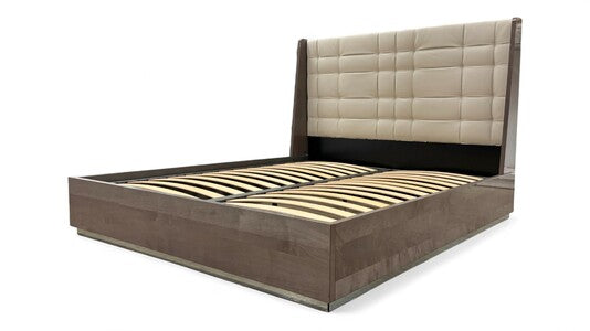 ALF ‘Parma’ Dark Oak High Gloss Frame with Leather Headboard - Super King