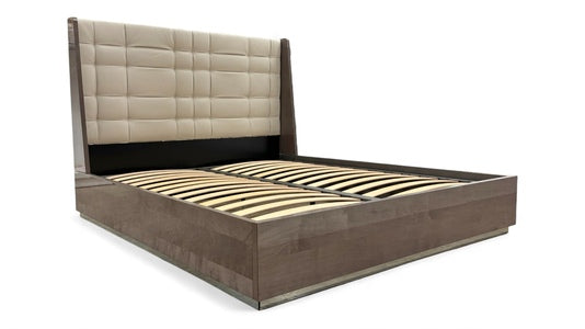 ALF ‘Parma’ Dark Oak High Gloss Frame with Leather Headboard - Super King