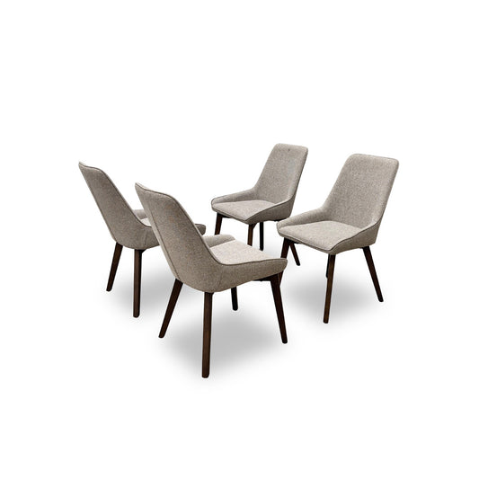 ‘Pierre’ Latte Tight Weave Fabric Dining Chairs - Set of 4