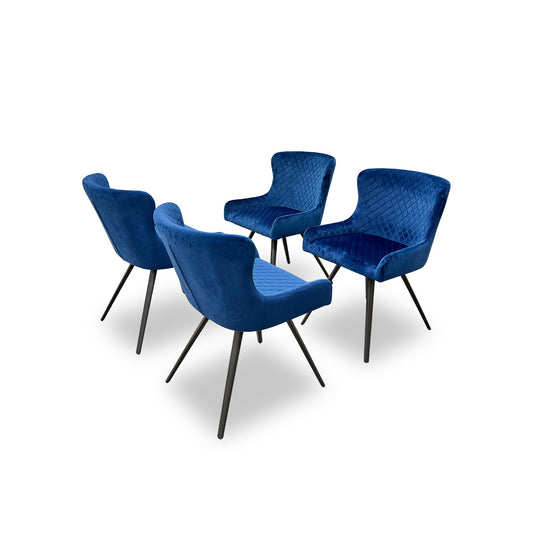 ‘Messina’ Royal Blue Velvet Dining Chairs - Set of 4