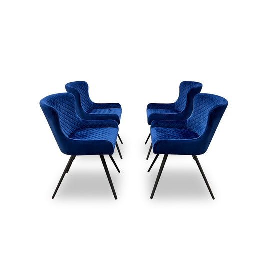 ‘Messina’ Royal Blue Velvet Dining Chairs - Set of 4