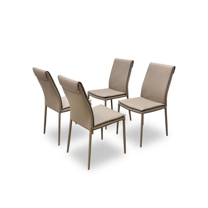 ‘Pierre Talia’ Taupe Leather Dining Chairs - Set of 4