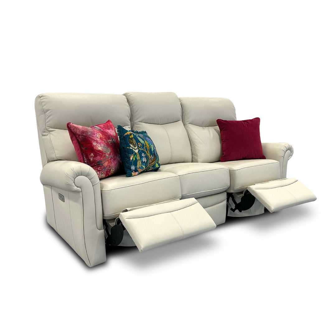 G Plan ‘Avon’ Chalk 3 Seater Leather Power Recliner Sofa