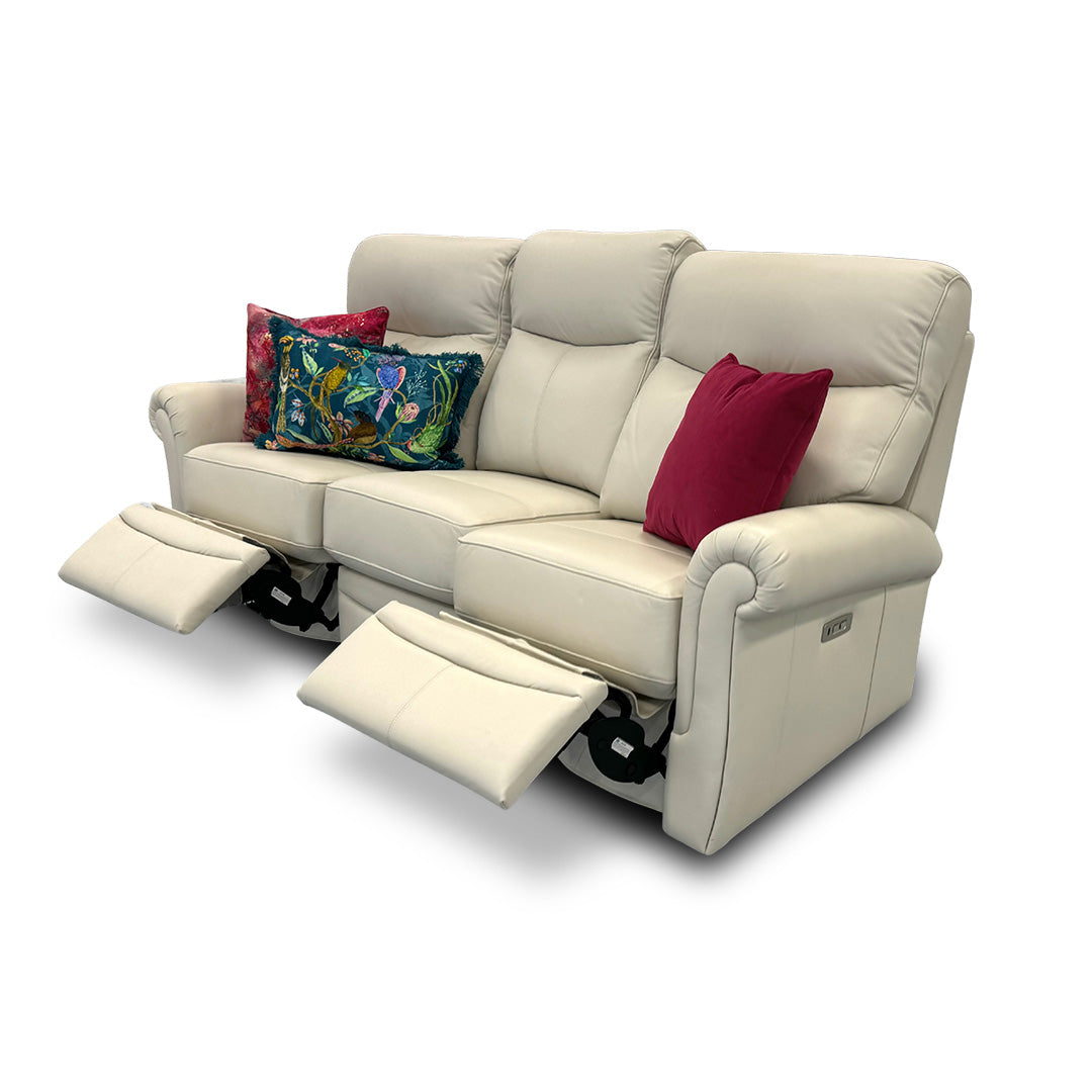 G Plan ‘Avon’ Chalk 3 Seater Leather Power Recliner Sofa