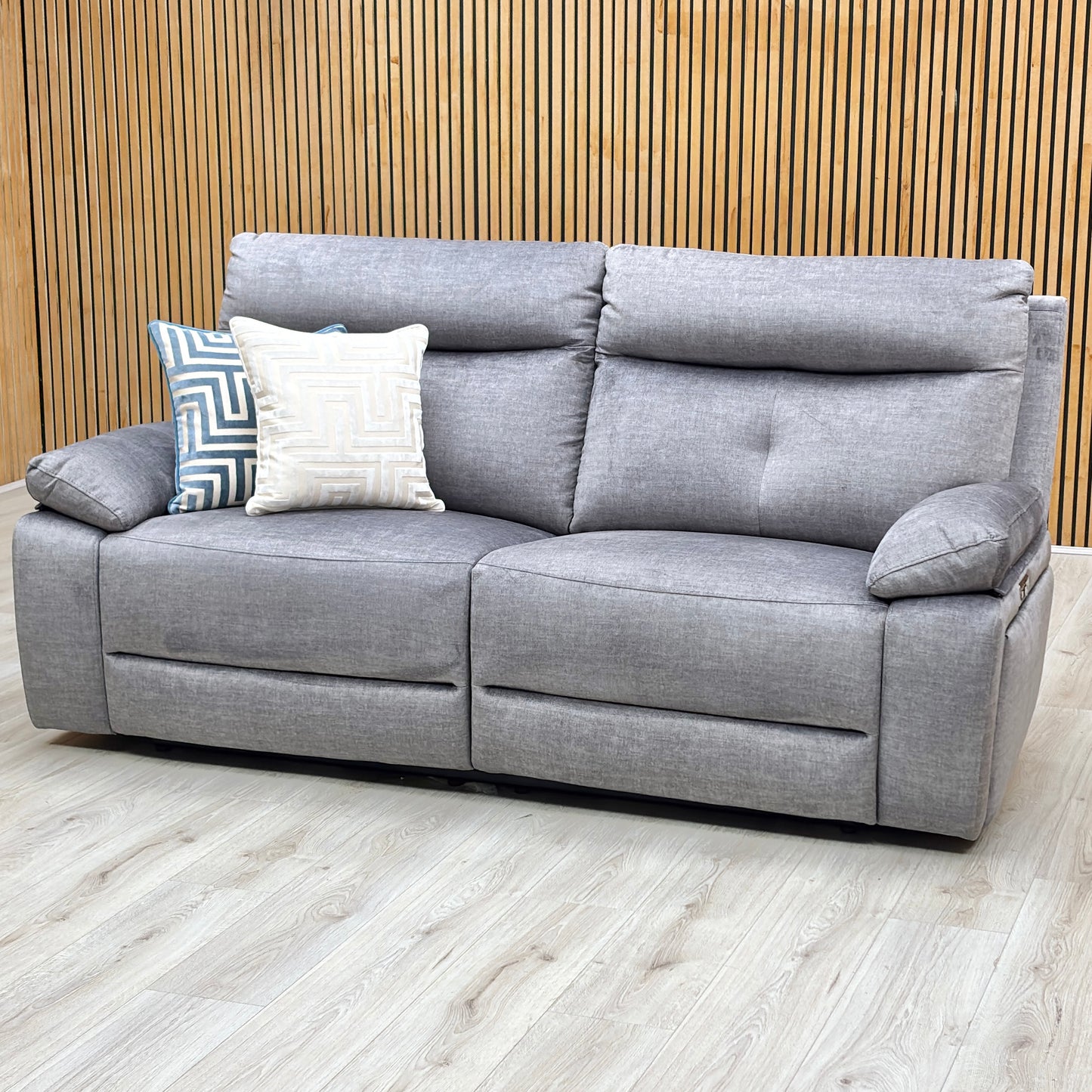 'Ivana' Grey Fabric 3 Seater Power Recliner Sofa with USB Charging and Storage Very.com