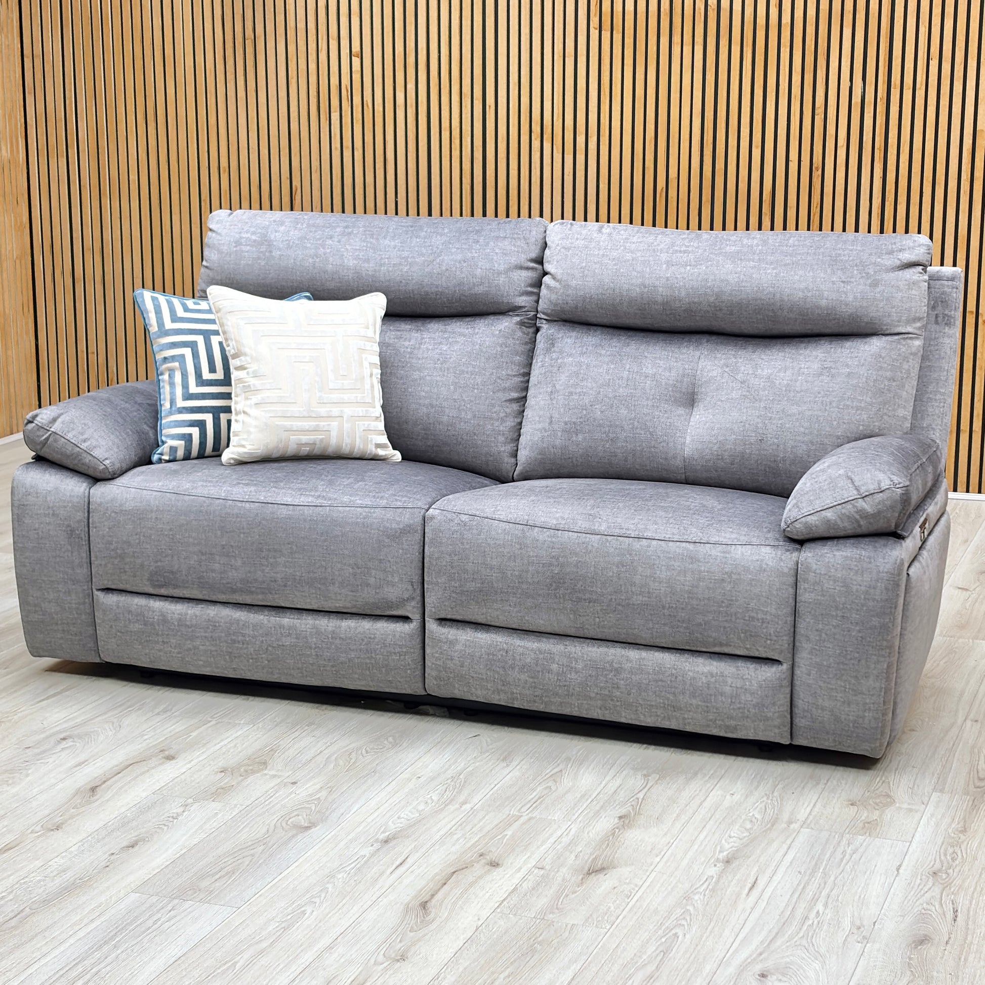 'Ivana' Grey Fabric 3 Seater Power Recliner Sofa with USB Charging and Storage Very.com