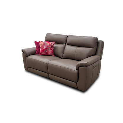 ‘Bobby’ Leather Cat-35/04 Oyster 3 Seater Power Recliner Sofa