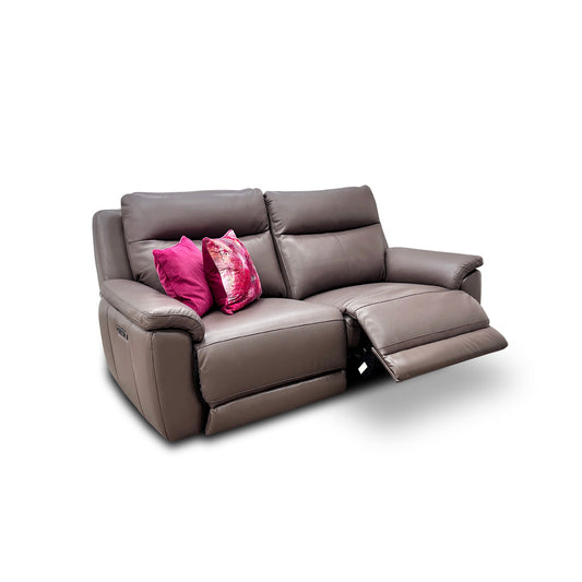 ‘Bobby’ Leather Cat-35/04 Oyster 3 Seater Power Recliner Sofa