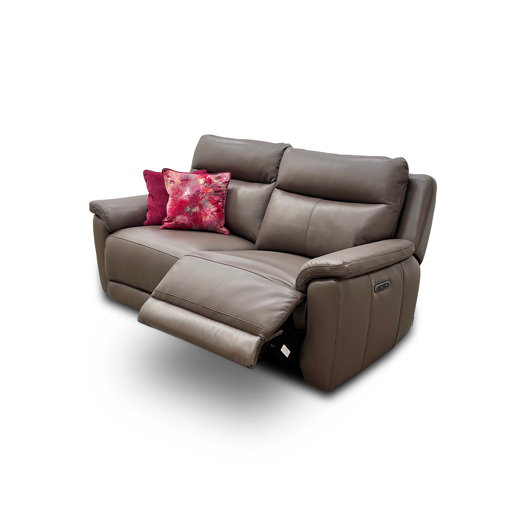 ‘Bobby’ Leather Cat-35/04 Oyster 3 Seater Power Recliner Sofa