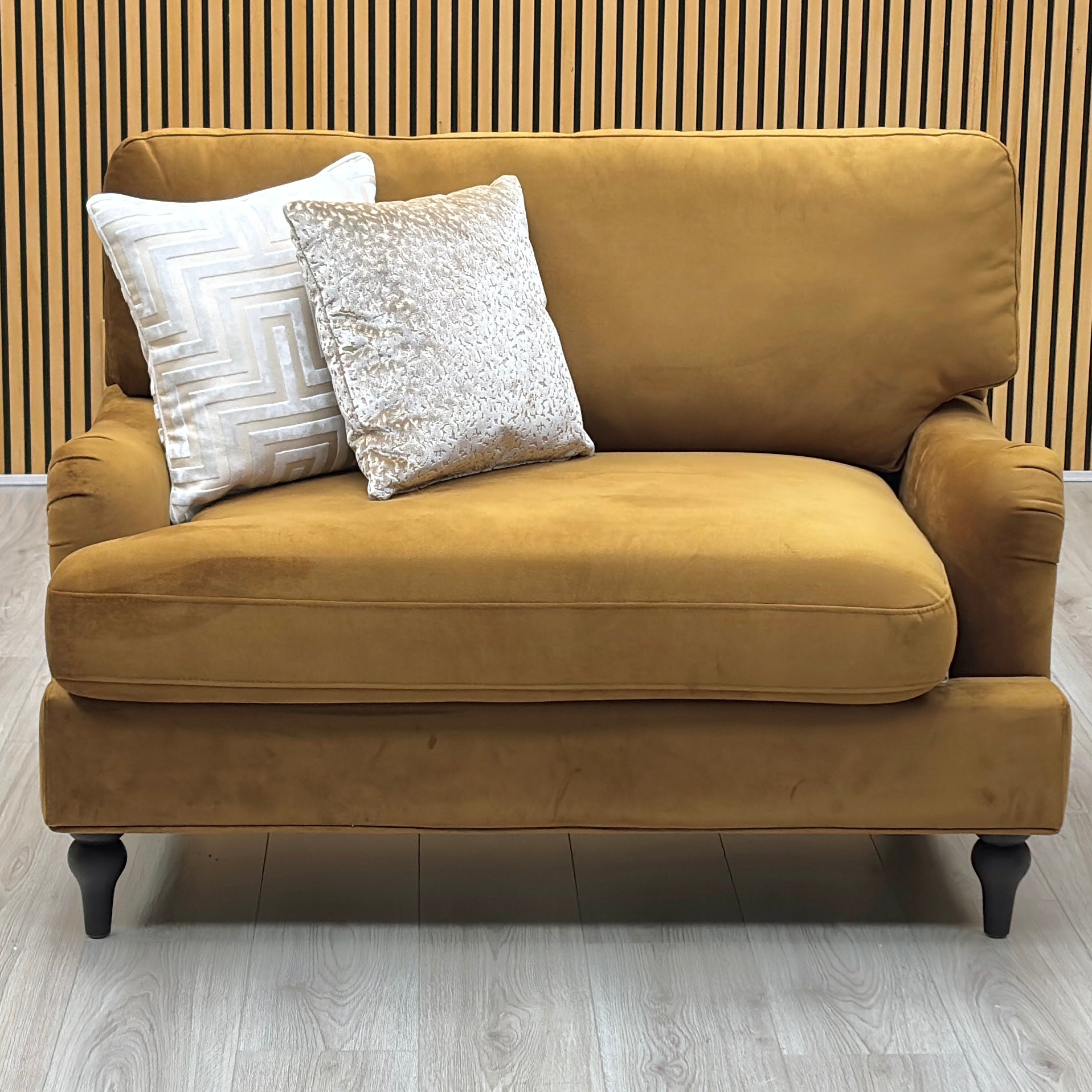 ‘Hampshire’ Muted Gold Fabric Loveseat Furniture Village