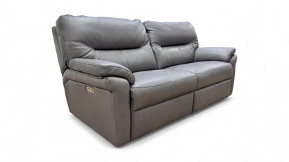 G Plan ‘Seattle’ Capri Grey Leather Power Recliner 3 Seater Sofa
