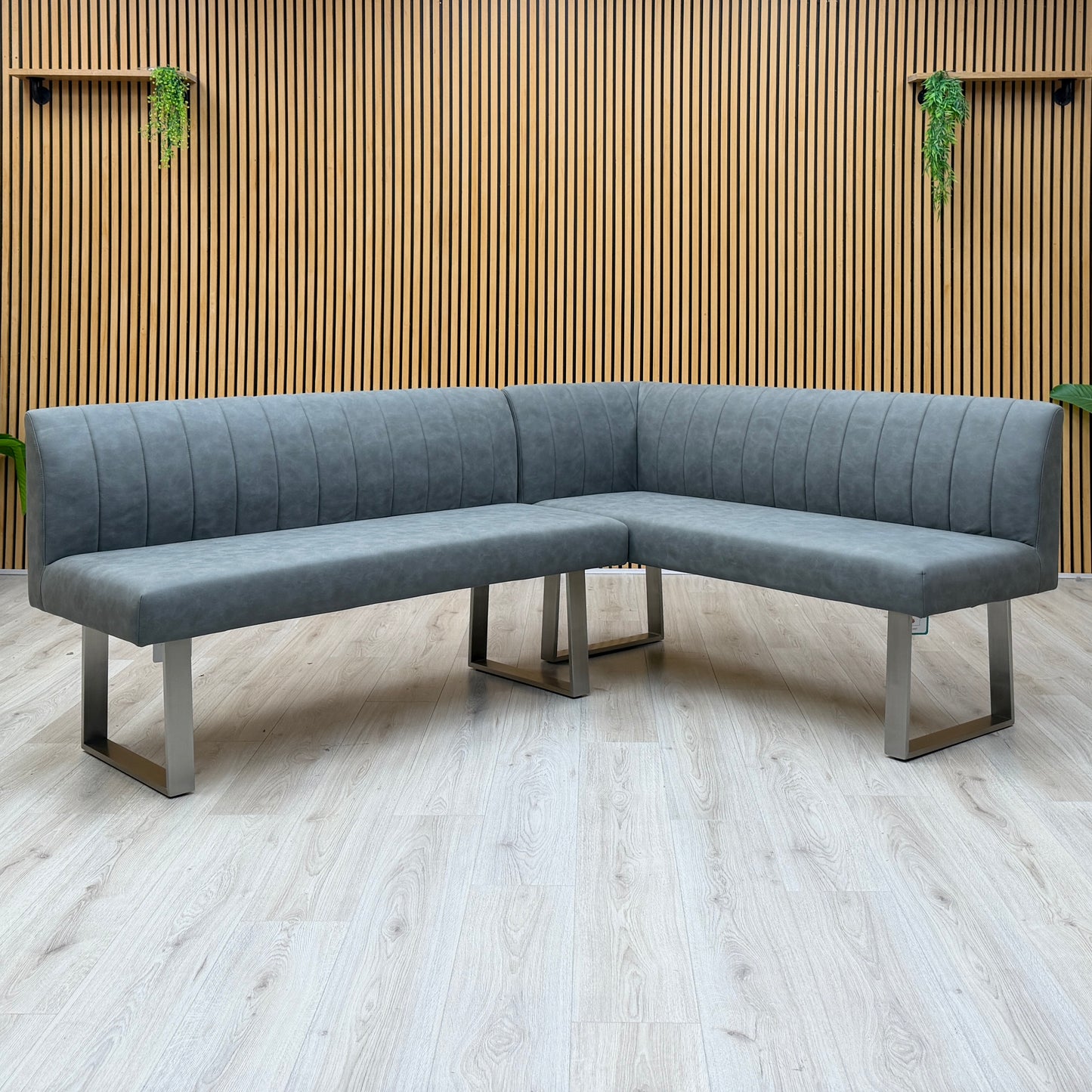 ‘Grigio’ Grey Fabric Left Hand Facing Corner Dining Bench