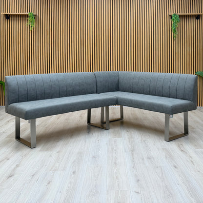 ‘Grigio’ Grey Fabric Left Hand Facing Corner Dining Bench