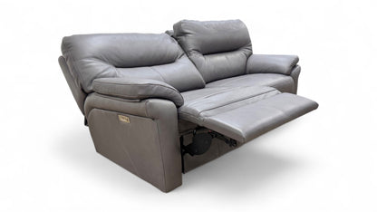 G Plan ‘Seattle’ Capri Grey Leather Power Recliner 3 Seater Sofa