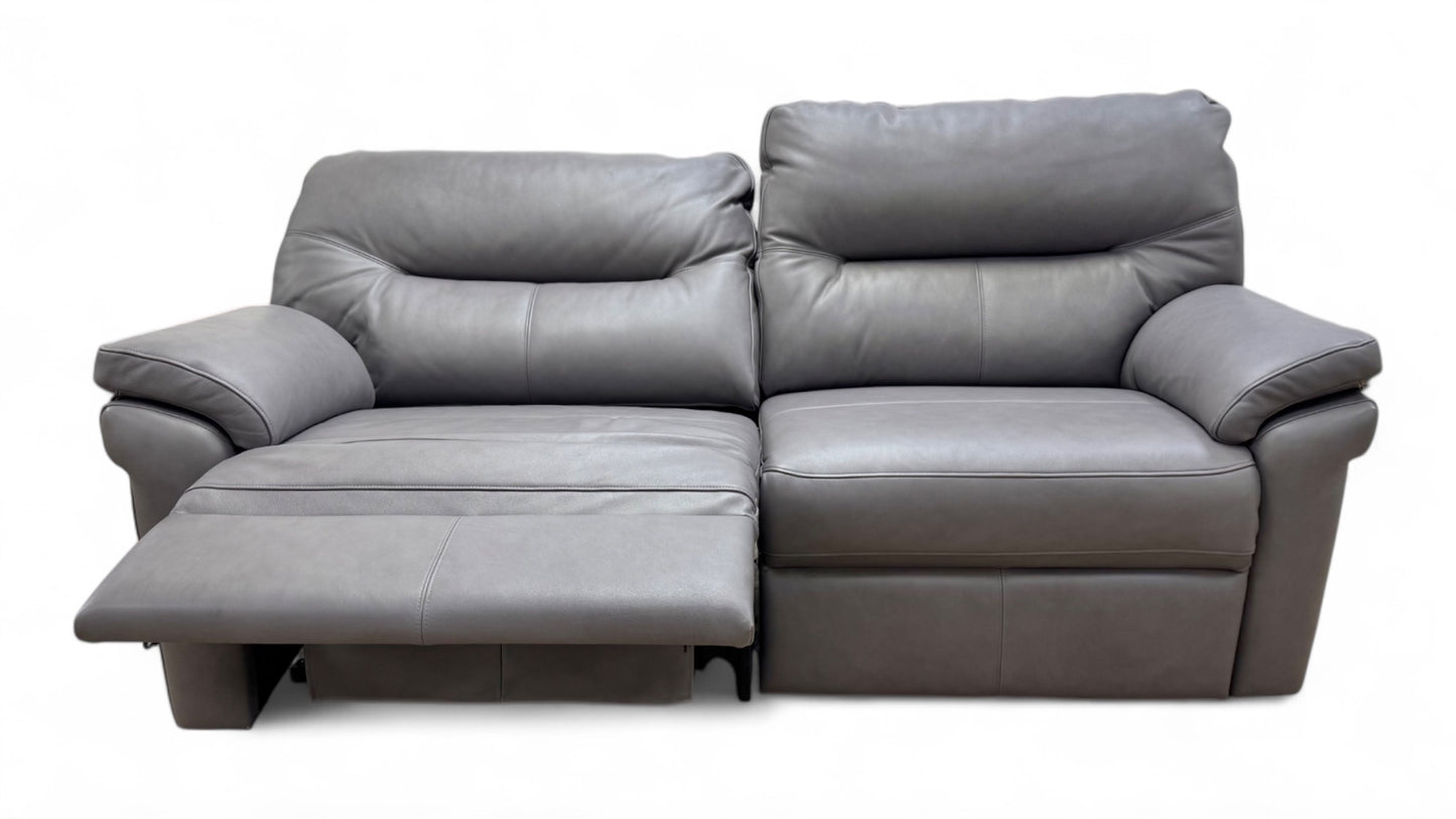 G Plan ‘Seattle’ Capri Grey Leather Power Recliner 3 Seater Sofa