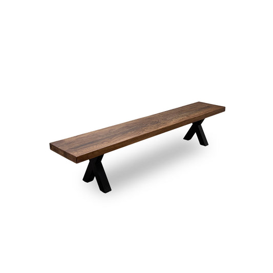 Bodahl ‘Loki’ 04 Desert Solid Oak 220cm Dining Bench with X-Shaped Metal Legs