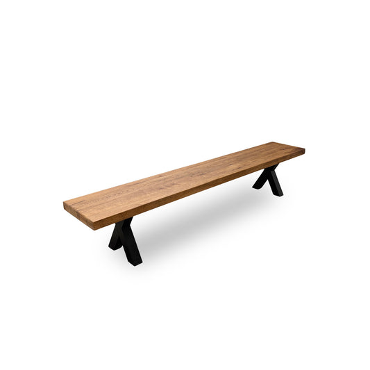 Bodahl 'Loki' 06 Old Bassano Solid Oak 240cm Dining Bench with X-Shaped Legs