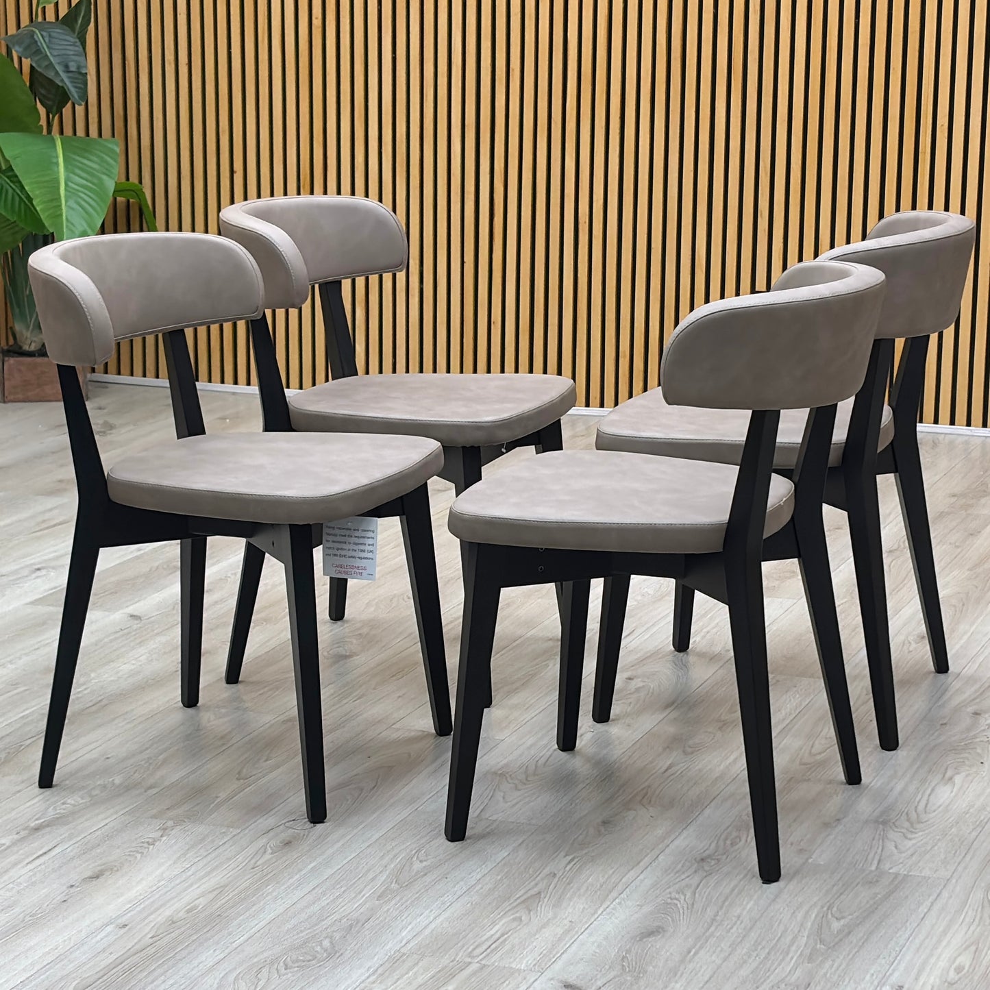 Connubia ‘Siren’ S0a-Vintage Desert Brown Faux Leather Graphite Wooden Leg Dining Chairs - Set of 4 Furniture Village