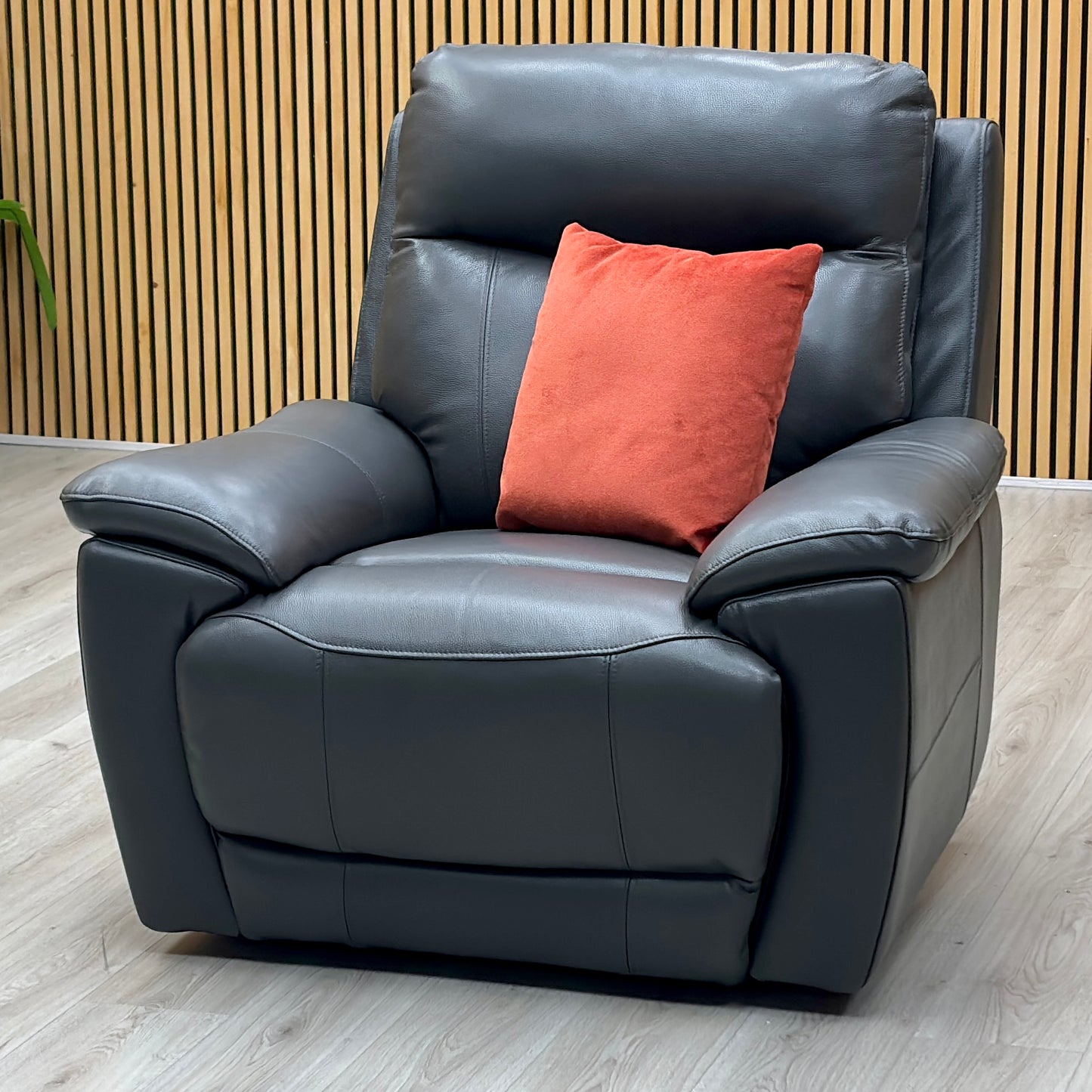 'Sloane' Cat-35_01 Florida Graphite Grey Leather Power Recliner Armchair Furniture Village