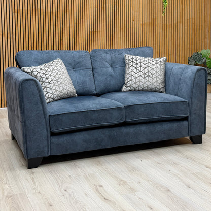 ‘Mariah’ Dapple Ocean Blue-No Insert Velvet Fabric 2 Seater Classic Back Sofa (Ariana)
