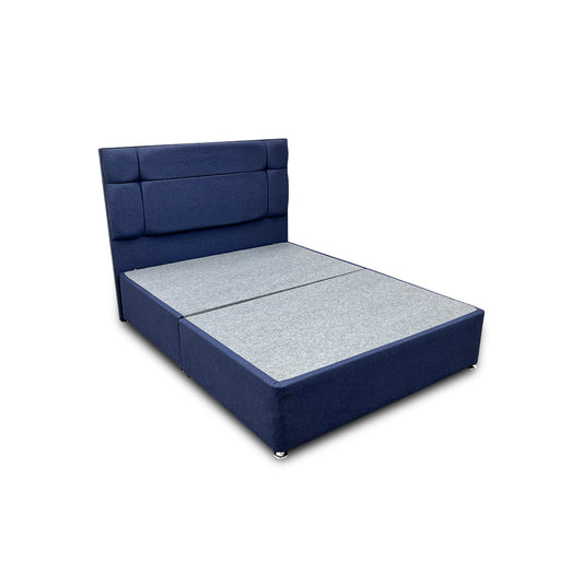 ‘Pavia’ Sapphire Fabric Divan Bed Base + Floor Standing Headboard - King