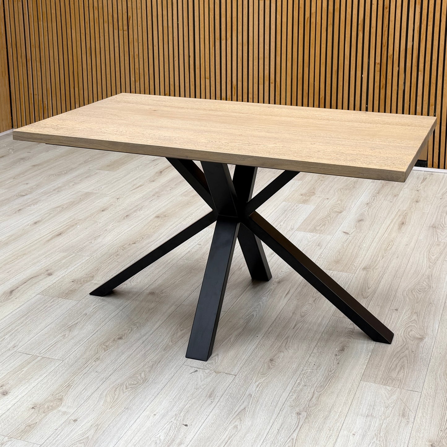 'Saturn' Solid Oak Compact 135cm Fixed Dining Table with Rust Sumptuous Velvet Dining Chairs - Set of 4