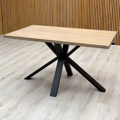 'Saturn' Solid Oak Compact 135cm Fixed Dining Table with Rust Sumptuous Velvet Dining Chairs - Set of 4