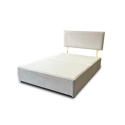 'Roma' Silver Velvet Divan Base + Headboard - Double