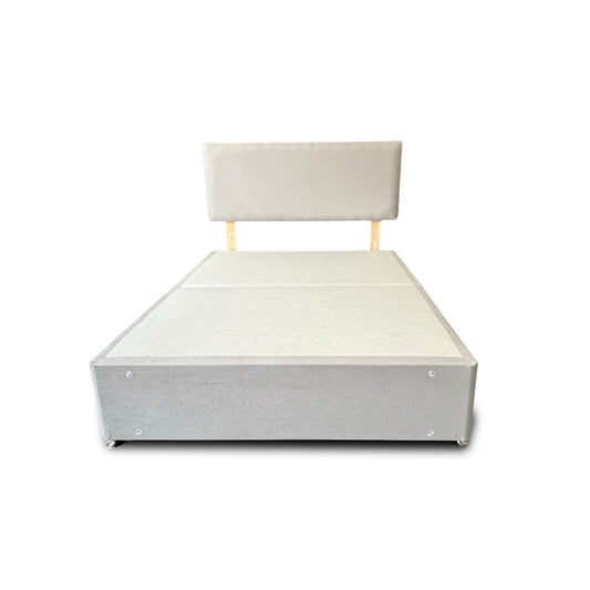 'Roma' Silver Velvet Divan Base + Headboard - Double