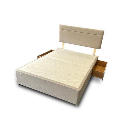 'Capella' Mink Velvet Divan Base + Headboard with 2 Drawers - Double
