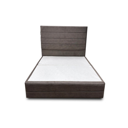 'Trio’ Khaki Fabric 2 Draw Divan Bed Base + Floor Standing Headboard - King