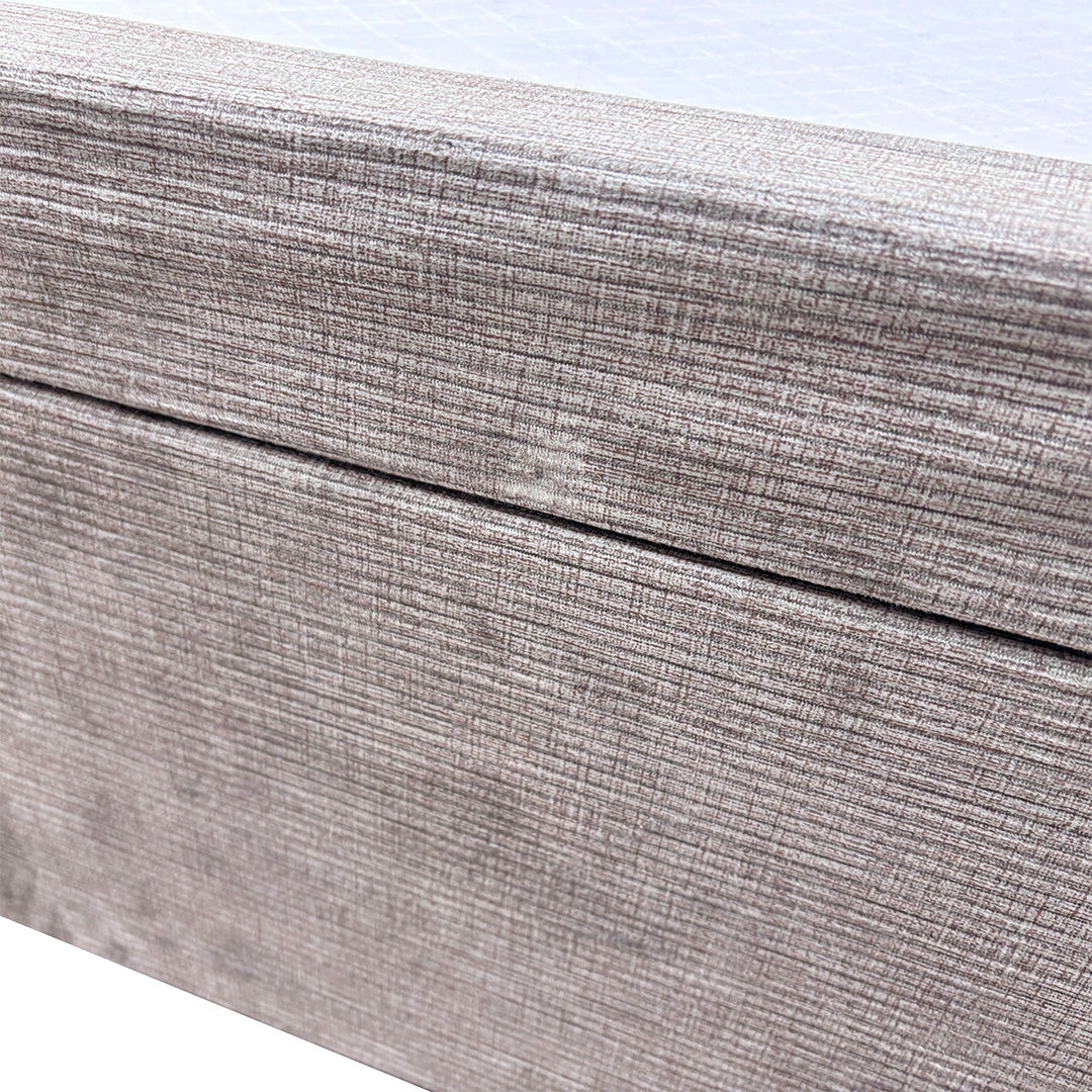 'Trio’ Khaki Fabric 2 Draw Divan Bed Base + Floor Standing Headboard - King
