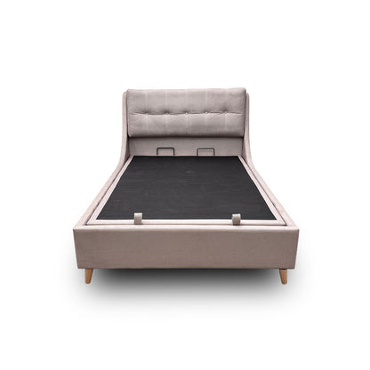 ‘Javier’ Smooth Stone Ottoman Bed Frame - Double