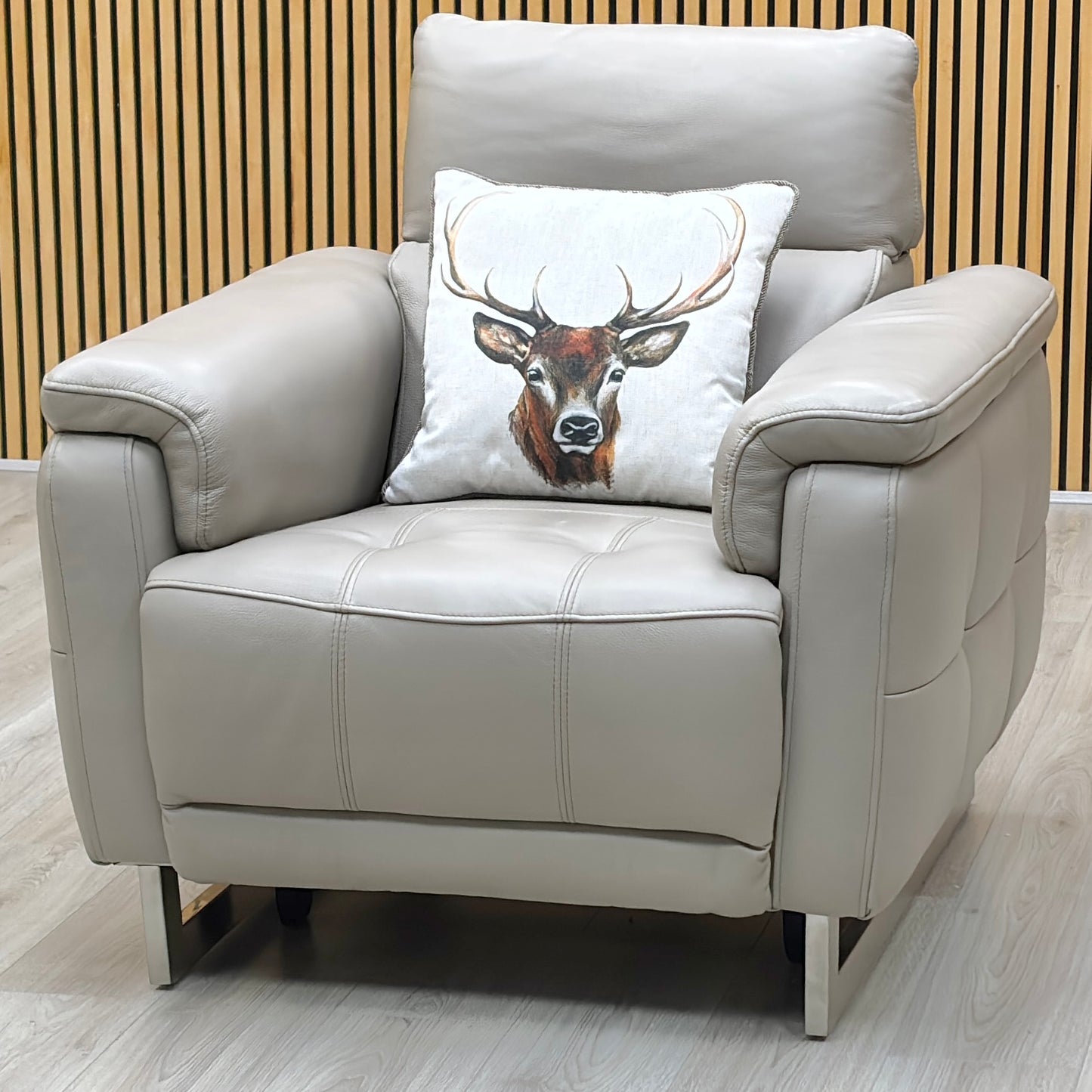 ‘Moet’ Cat-40_08 Oyster Leather Power Recliner Chair with Telescopic Headrest Furniture Village