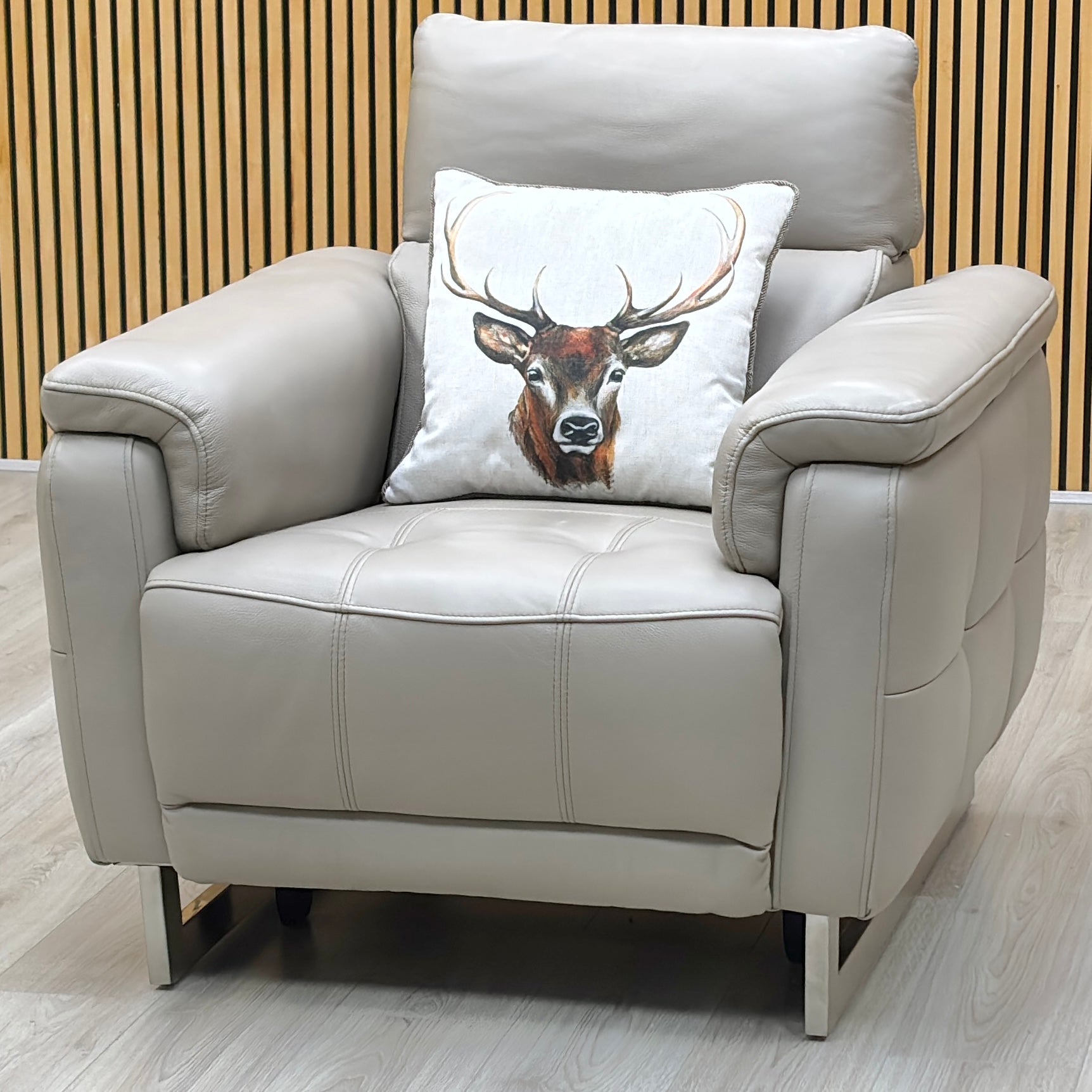 ‘Moet’ Cat-40_08 Oyster Leather Power Recliner Chair with Telescopic Headrest Furniture Village