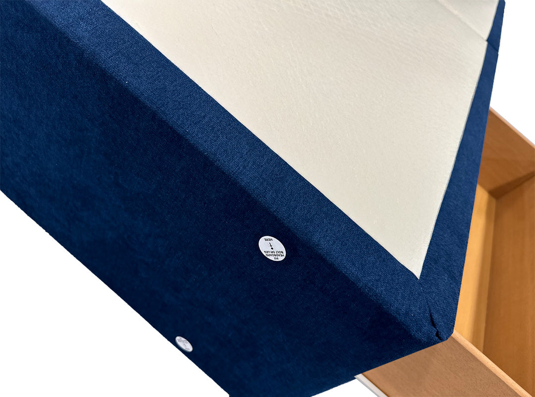 'Bella' Navy Velvet Divan Base + Headboard with 2 Drawers - King