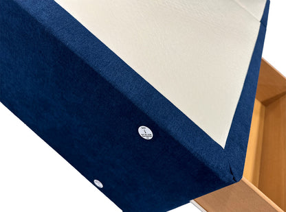 'Bella' Navy Velvet Divan Base + Headboard with 2 Drawers - King