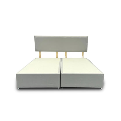 'Roma' Silver Velvet Divan Base + Headboard - Super King