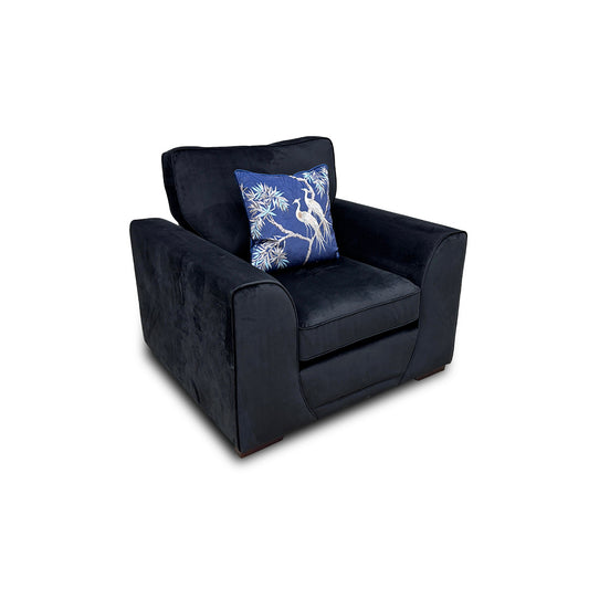 ‘Orka’ Black Plaza Linen Non-Quilted Armchair
