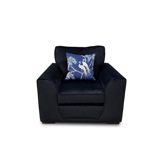 ‘Orka’ Black Plaza Linen Non-Quilted Armchair